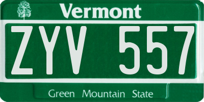 VT license plate ZYV557