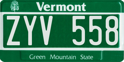 VT license plate ZYV558
