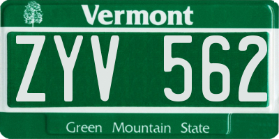 VT license plate ZYV562