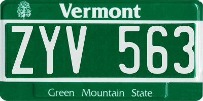 VT license plate ZYV563