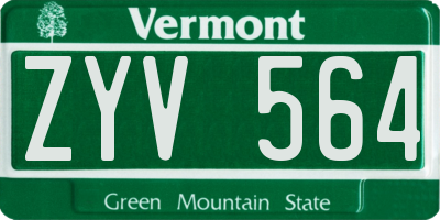 VT license plate ZYV564