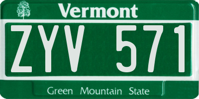 VT license plate ZYV571