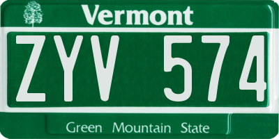 VT license plate ZYV574