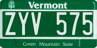 VT license plate ZYV575