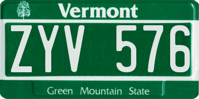 VT license plate ZYV576