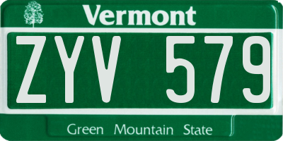 VT license plate ZYV579