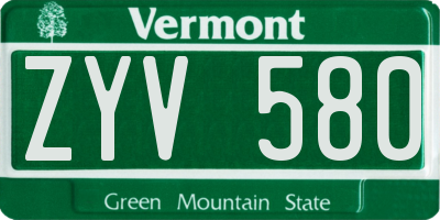 VT license plate ZYV580