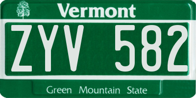 VT license plate ZYV582