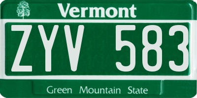 VT license plate ZYV583