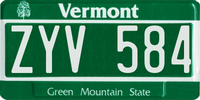 VT license plate ZYV584