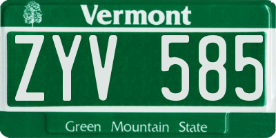 VT license plate ZYV585