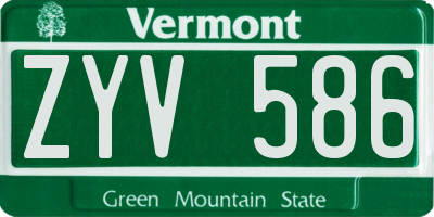 VT license plate ZYV586