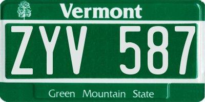 VT license plate ZYV587
