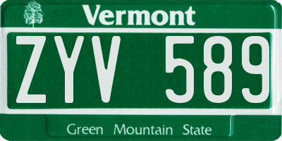 VT license plate ZYV589