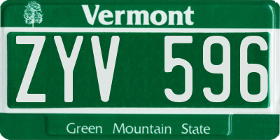 VT license plate ZYV596