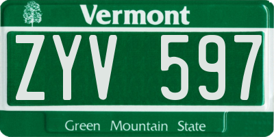 VT license plate ZYV597