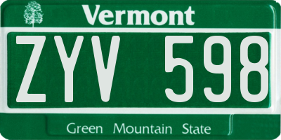 VT license plate ZYV598
