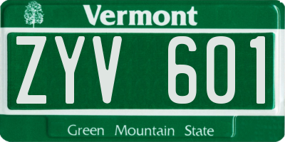VT license plate ZYV601