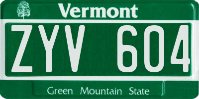 VT license plate ZYV604