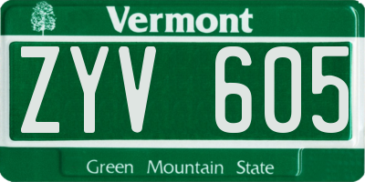 VT license plate ZYV605