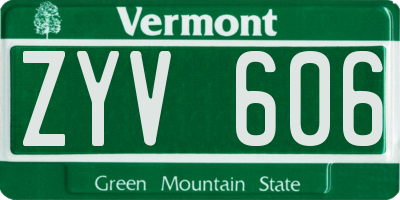 VT license plate ZYV606