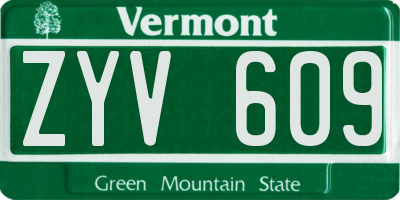 VT license plate ZYV609