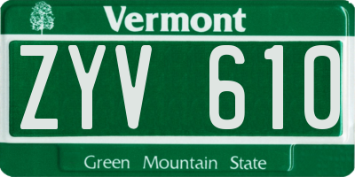 VT license plate ZYV610
