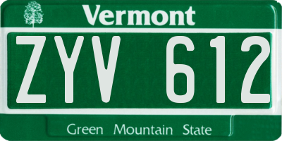 VT license plate ZYV612