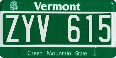 VT license plate ZYV615