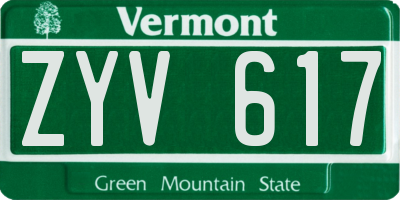 VT license plate ZYV617