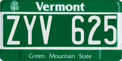 VT license plate ZYV625