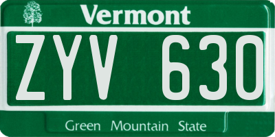 VT license plate ZYV630