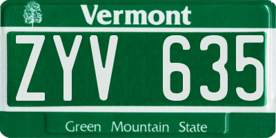 VT license plate ZYV635