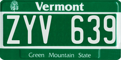 VT license plate ZYV639