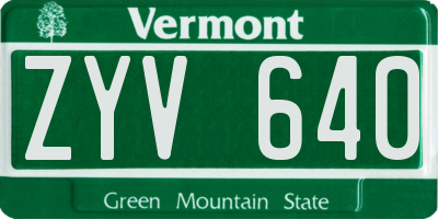 VT license plate ZYV640