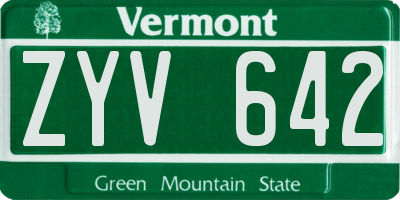 VT license plate ZYV642