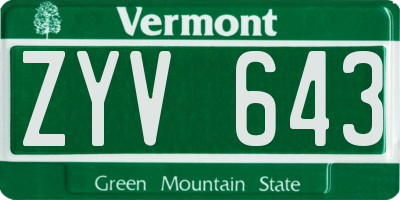 VT license plate ZYV643