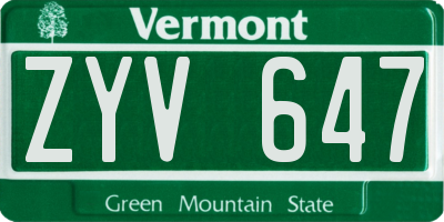 VT license plate ZYV647