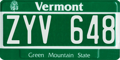 VT license plate ZYV648