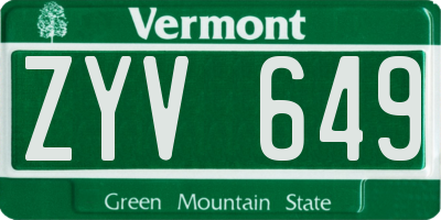 VT license plate ZYV649