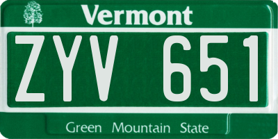 VT license plate ZYV651