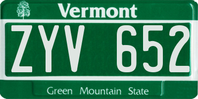 VT license plate ZYV652