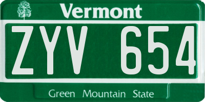 VT license plate ZYV654