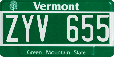 VT license plate ZYV655