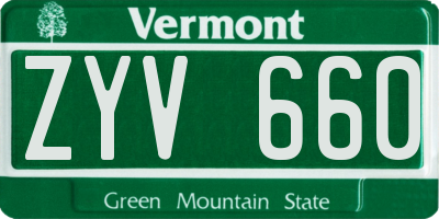 VT license plate ZYV660