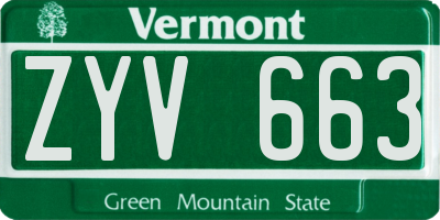 VT license plate ZYV663