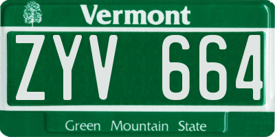 VT license plate ZYV664