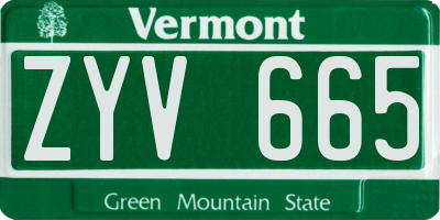 VT license plate ZYV665