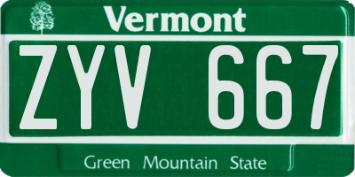 VT license plate ZYV667