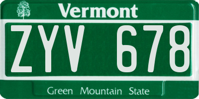 VT license plate ZYV678